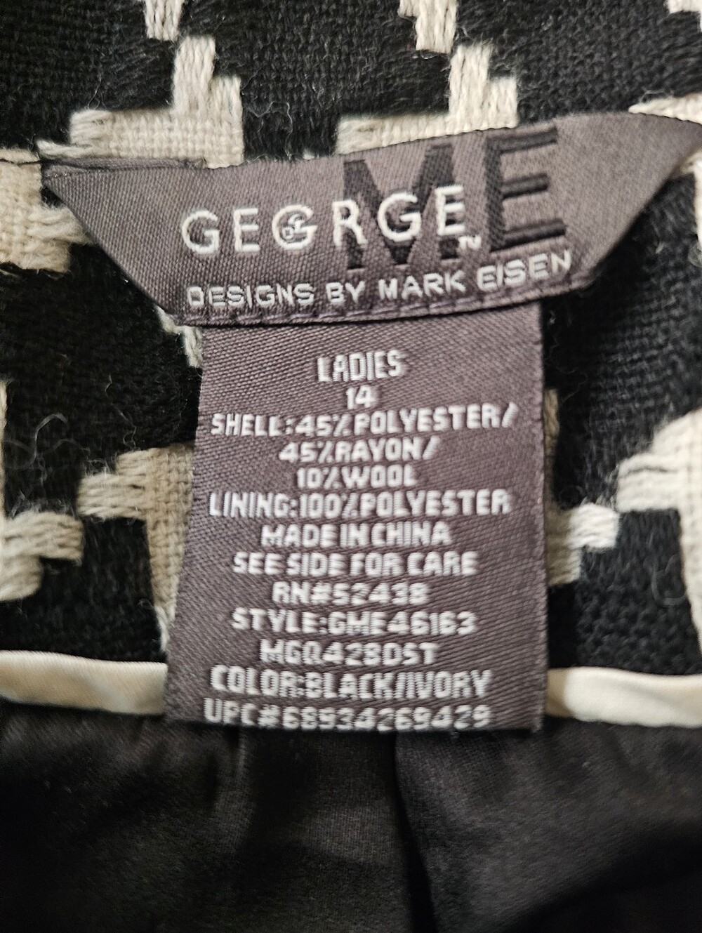 George Black & White Houndstooth Blazer - Picture 4 of 4